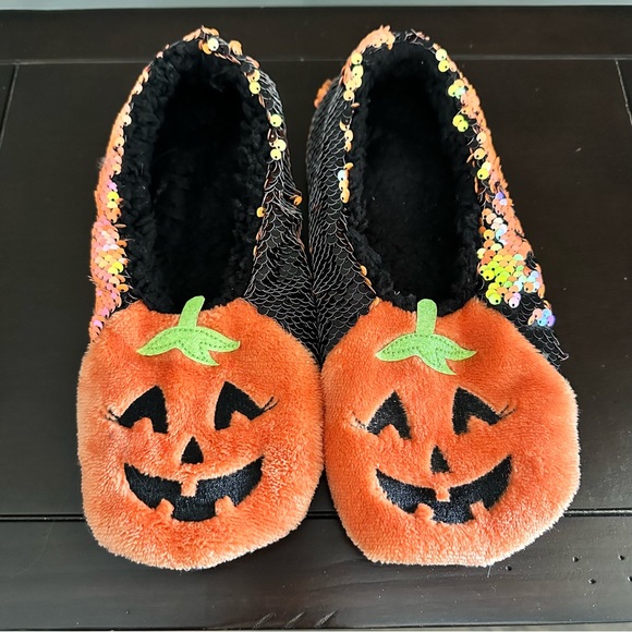 Shoes - Halloween Pumpkin Sequin Slippers